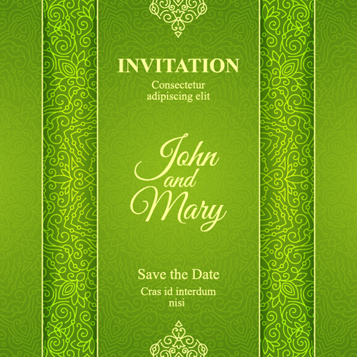 Ornate floral invitation card green styles vector 12 Ornate floral invitation card green styles vector 12