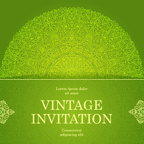 Ornate floral invitation card green styles vector 13 Ornate floral invitation card green styles vector 13