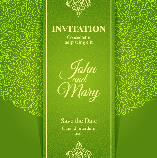 Ornate floral invitation card green styles vector 14 Ornate floral invitation card green styles vector 14