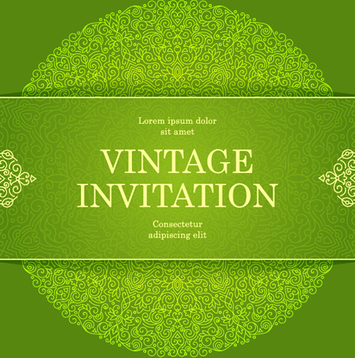Ornate floral invitation card green styles vector 15 Ornate floral invitation card green styles vector 15