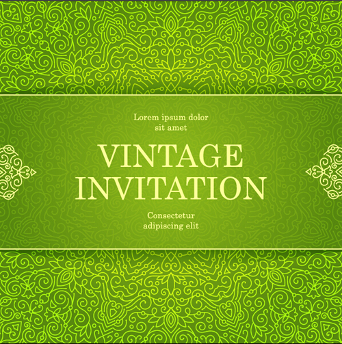 Ornate floral invitation card green styles vector 16 Ornate floral invitation card green styles vector 16