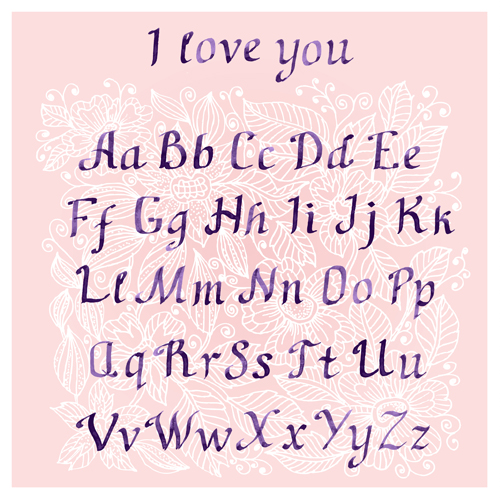 purple ink alphabets 