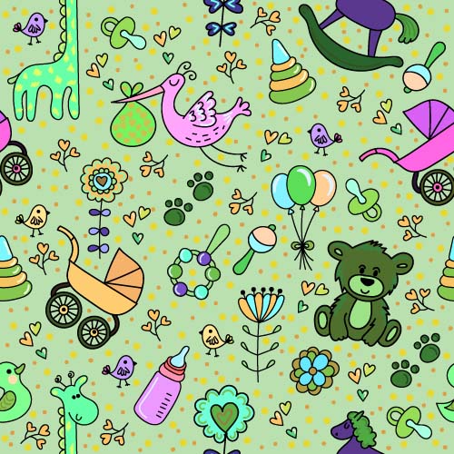 Seamless pattern baby cute vectors 02 Seamless pattern baby cute vectors 02