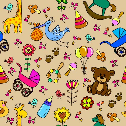 Seamless pattern baby cute vectors 03 Seamless pattern baby cute vectors 03