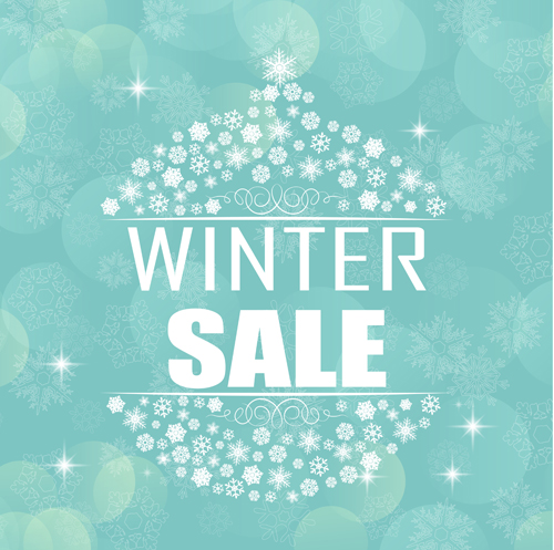 Snowflake christmas ball with winter sale background vector 01 Snowflake christmas ball with winter sale background vector 01
