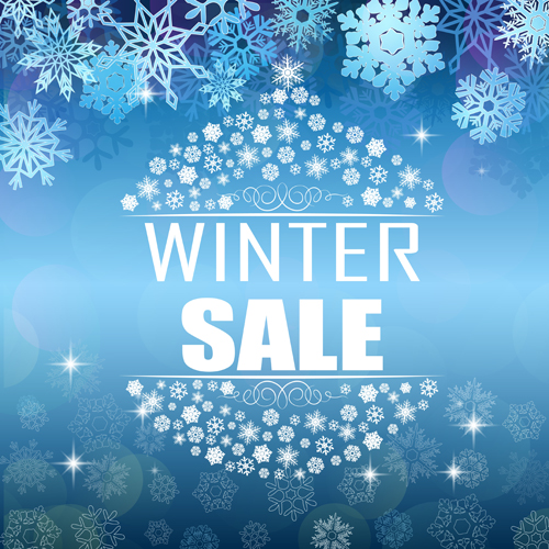 Snowflake christmas ball with winter sale background vector 03 Snowflake christmas ball with winter sale background vector 03