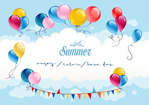 Summer colored balloons vector card Summer colored balloons vector card