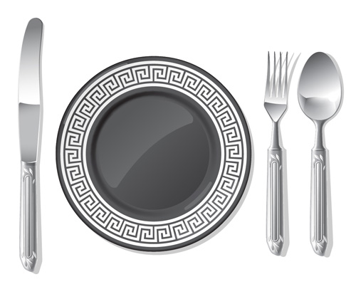 Tableware with empty plate vector 01 Tableware with empty plate vector 01