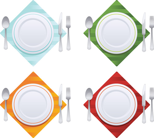 Tableware with empty plate vector 02 Tableware with empty plate vector 02