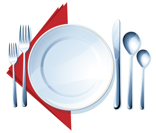 Tableware with empty plate vector 04 Tableware with empty plate vector 04