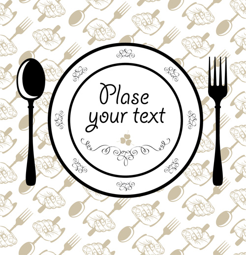 Tableware with empty plate vector 05 Tableware with empty plate vector 05