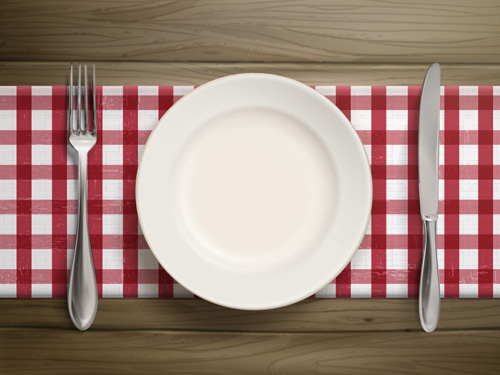 Tableware with empty plate vector 16 Tableware with empty plate vector 16
