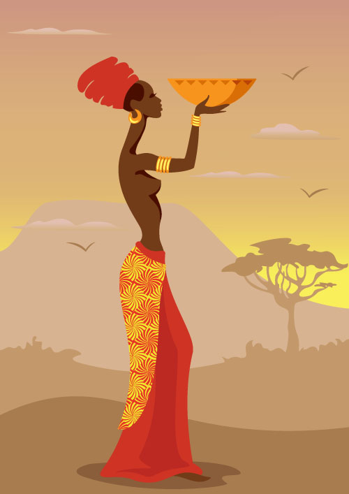African woman illustrtion vector material 01 African woman illustrtion vector material 01