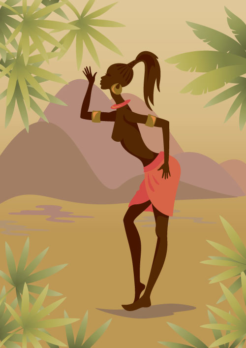 African woman illustrtion vector material 11