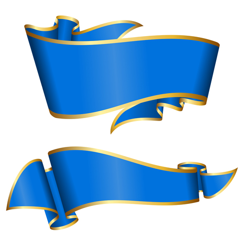 Blue with golden ribbons vector material 01 Blue with golden ribbons vector material 01