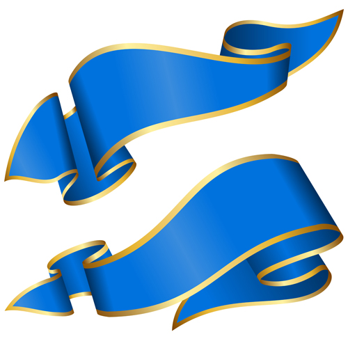 Blue with golden ribbons vector material 02 Blue with golden ribbons vector material 02