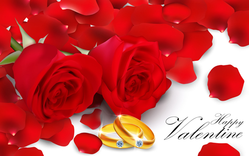 Diamond ring with rose valentines day vector Diamond ring with rose valentines day vector