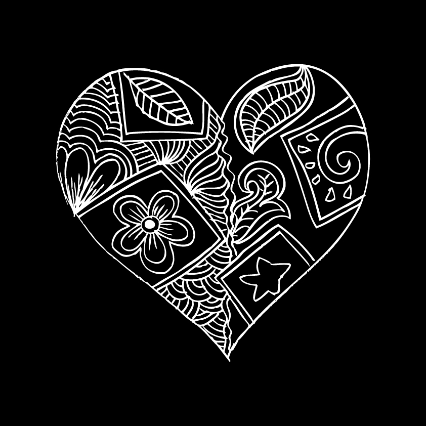 Doodle heart with floral vector material 04 Doodle heart with floral vector material 04