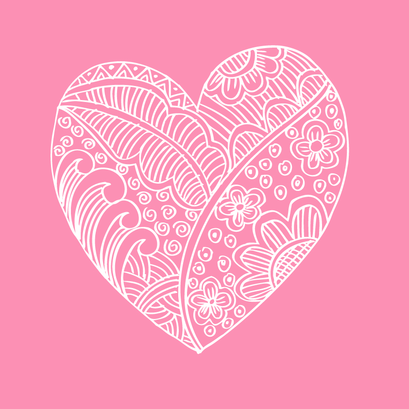 Doodle heart with floral vector material 06 Doodle heart with floral vector material 06