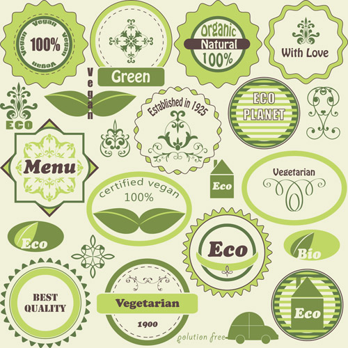 Green natural labels design vector material 02 Green natural labels design vector material 02