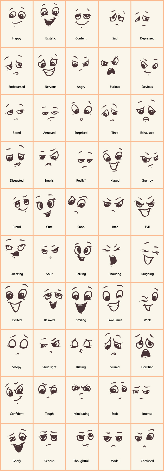 Hand drawn funny expressions vector icons