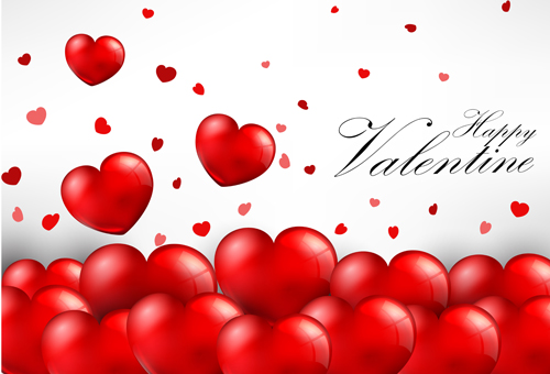 Heart balloons with valentines day card vector Heart balloons with valentines day card vector