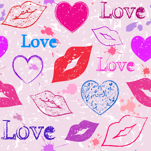 Lips with love seamless pattern vector Lips with love seamless pattern vector