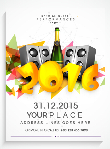 New year 2016 party flyer vector material 10 New year 2016 party flyer vector material 10
