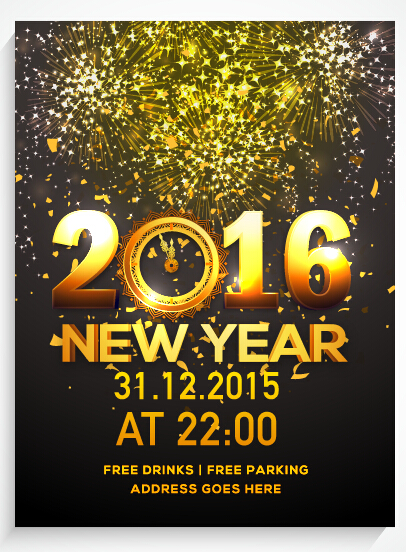 New year 2016 party flyer vector material 11 New year 2016 party flyer vector material 11