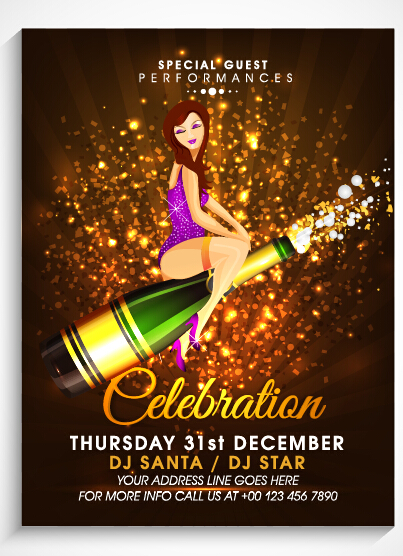 New year 2016 party flyer vector material 12 New year 2016 party flyer vector material 12