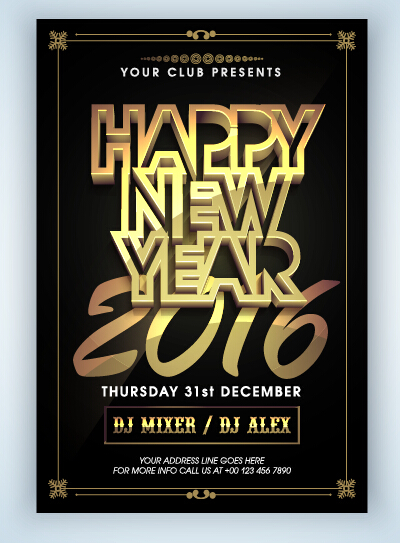 New year 2016 party flyer vector material 14 New year 2016 party flyer vector material 14