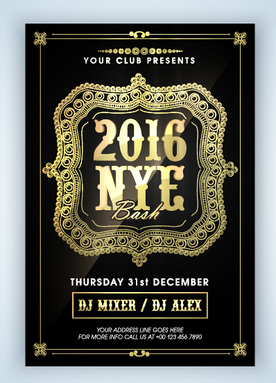 New year 2016 party flyer vector material 16 New year 2016 party flyer vector material 16