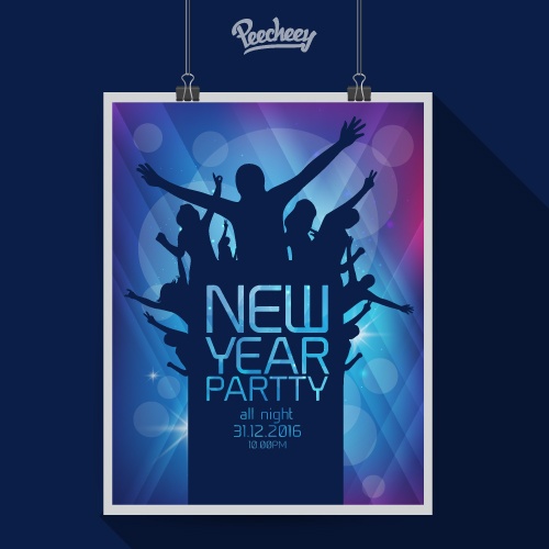 New year party night poster vector New year party night poster vector