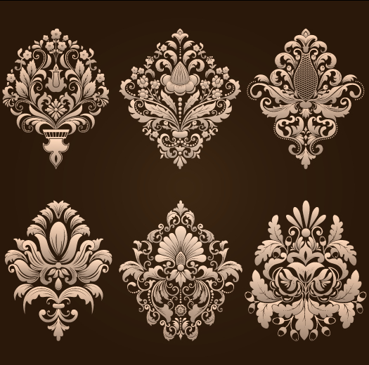 vector material ornamental ornament floral elements element damask 