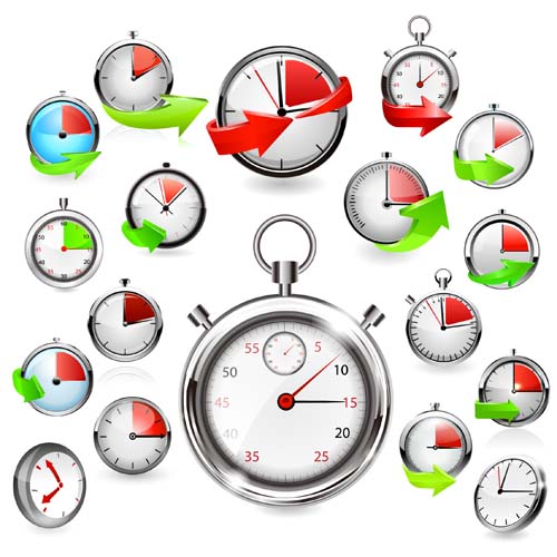 Realistic stopwatch design vectors set 02 Realistic stopwatch design vectors set 02