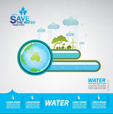 Save water infographics template vector 06 Save water infographics template vector 06