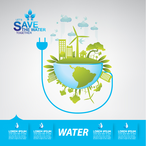 Save water infographics template vector 07 Save water infographics template vector 07