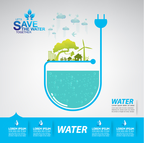 Save water infographics template vector 08 Save water infographics template vector 08