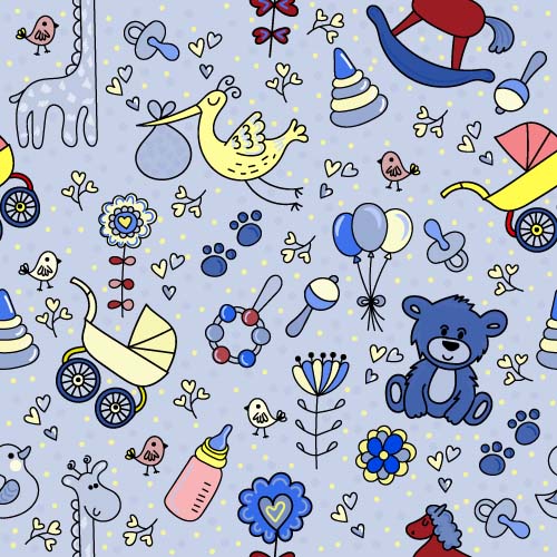 Seamless pattern baby cute vectors 01 Seamless pattern baby cute vectors 01