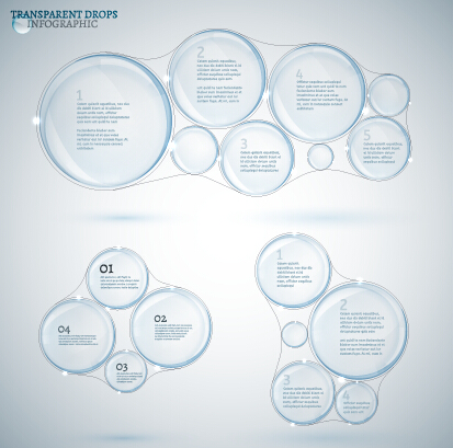 Transparent drops infographics vector 01 Transparent drops infographics vector 01