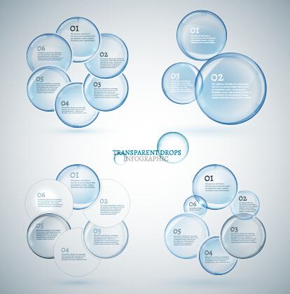 Transparent drops infographics vector 02 Transparent drops infographics vector 02