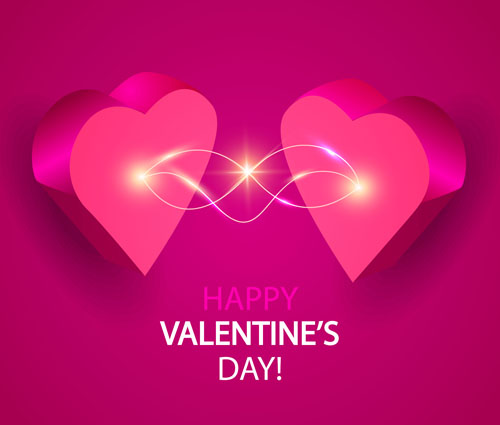 Valentines day pink background with 3D heart vector Valentines day pink background with 3D heart vector