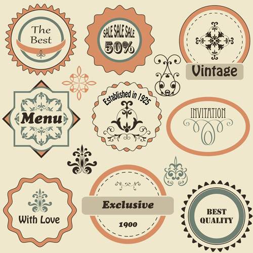 Vintage flat labels vector graphics Vintage flat labels vector graphics