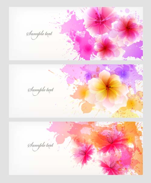 Watercolor flower banners vector set 01 Watercolor flower banners vector set 01