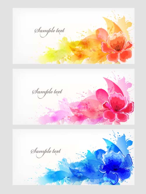 Watercolor flower banners vector set 02 Watercolor flower banners vector set 02