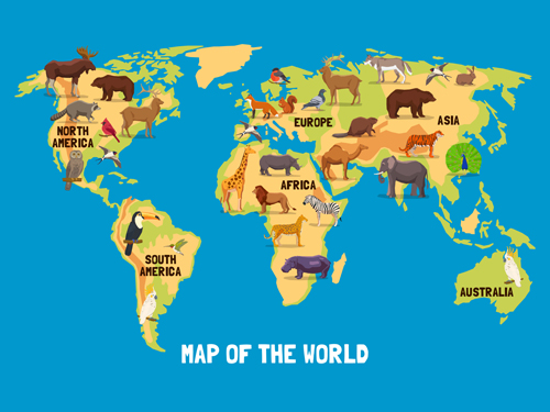 Wild animal with world maps vector 01 Wild animal with world maps vector 01