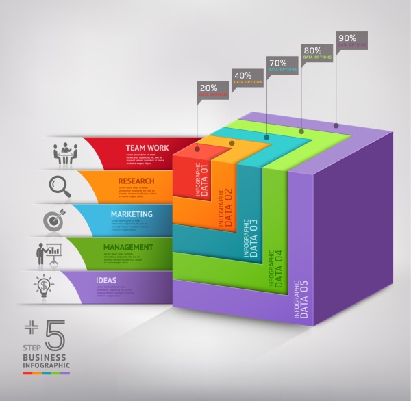 3D square business infographics vector 3D square business infographics vector