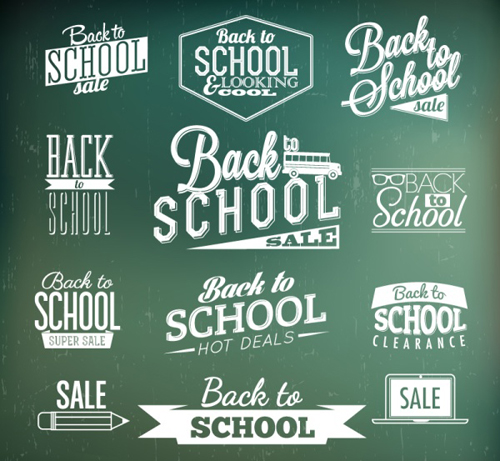 Back to school vintage labels vector