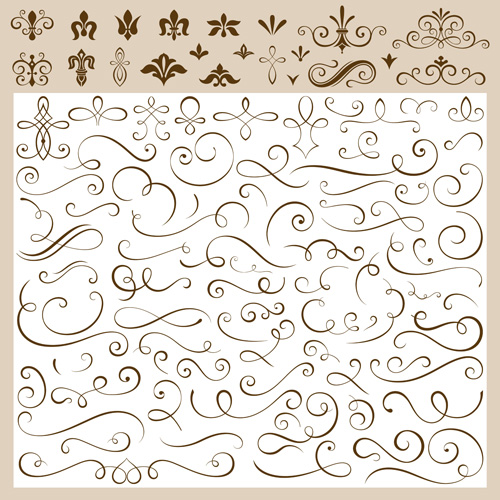 Calligraphic ornaments design elements vectors Calligraphic ornaments design elements vectors