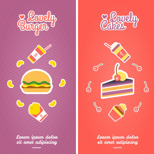 Cartoon food banners vector Cartoon food banners vector